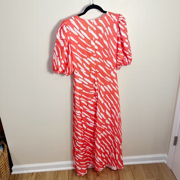 NWT Commense Zebra Pattern Cutout Midi Dress Size M Orange - Picture 5 of 10